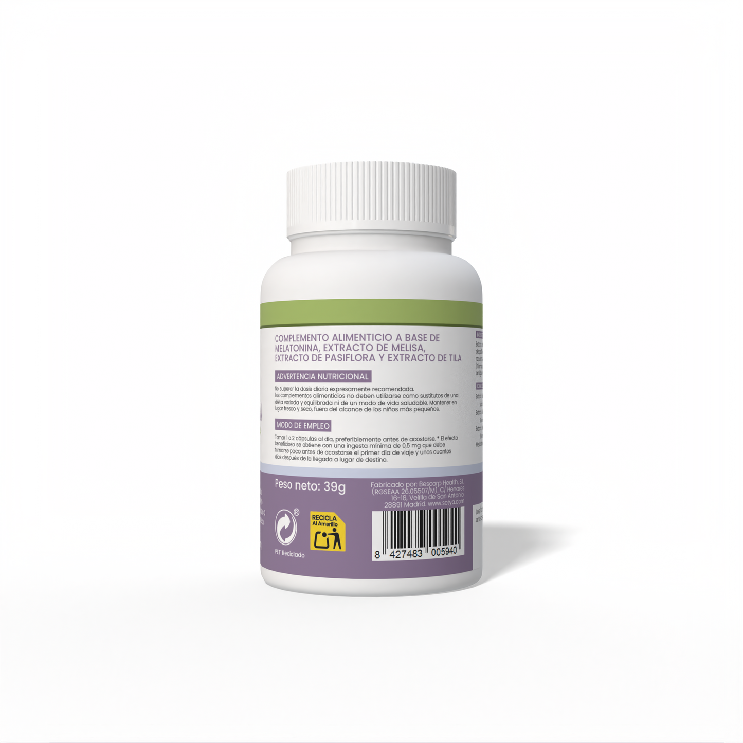 Melatonina Melissa + Pasiflora + Tila 60 cápsulas vegetales de 650mg