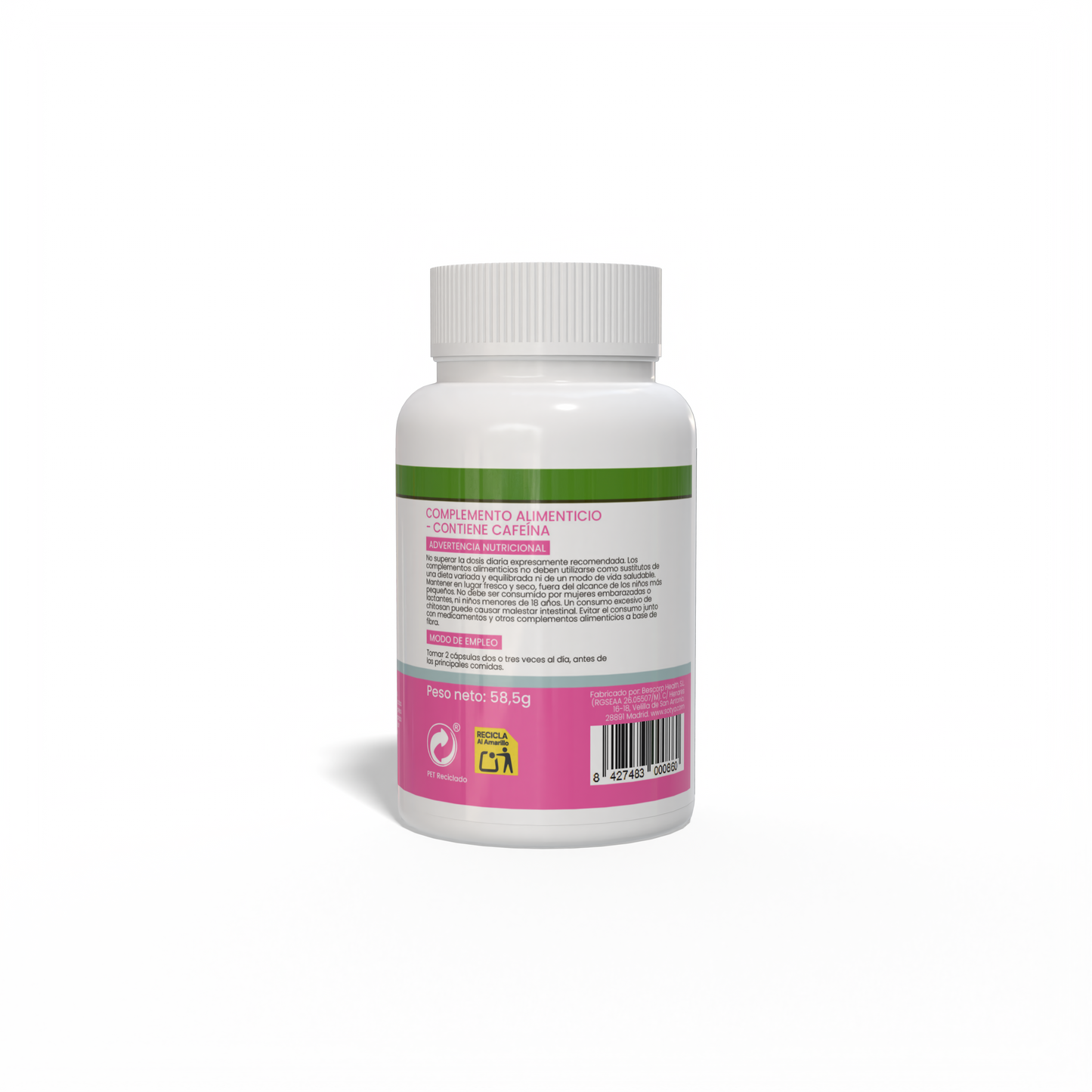 Café Verde con Garcinia, Chitosán y Cromo 90 cápsulas de 650mg