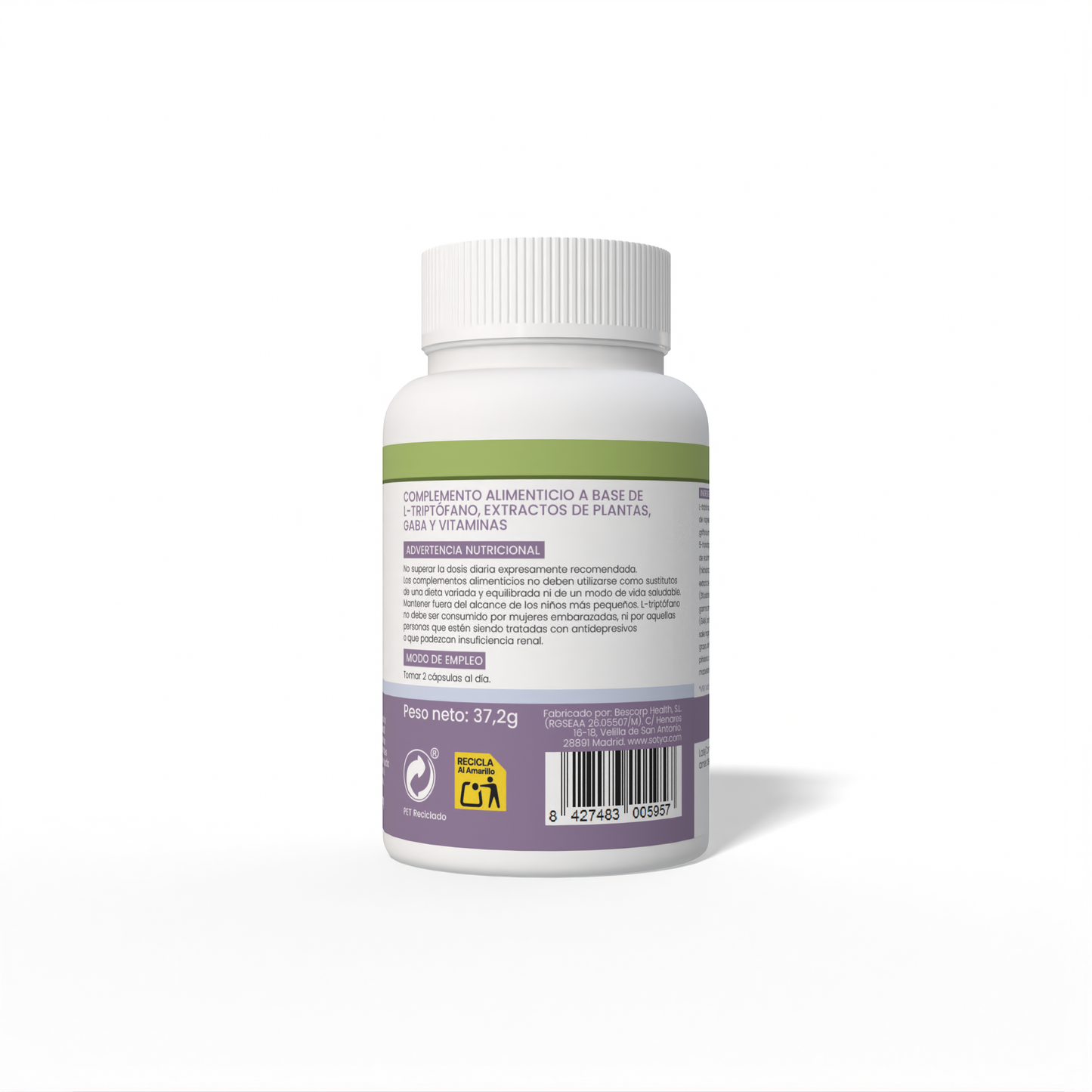 5HTP + B6 + Biotina + Mg + Gaba + Rhodiola 60 cápsulas vegetales de 620mg