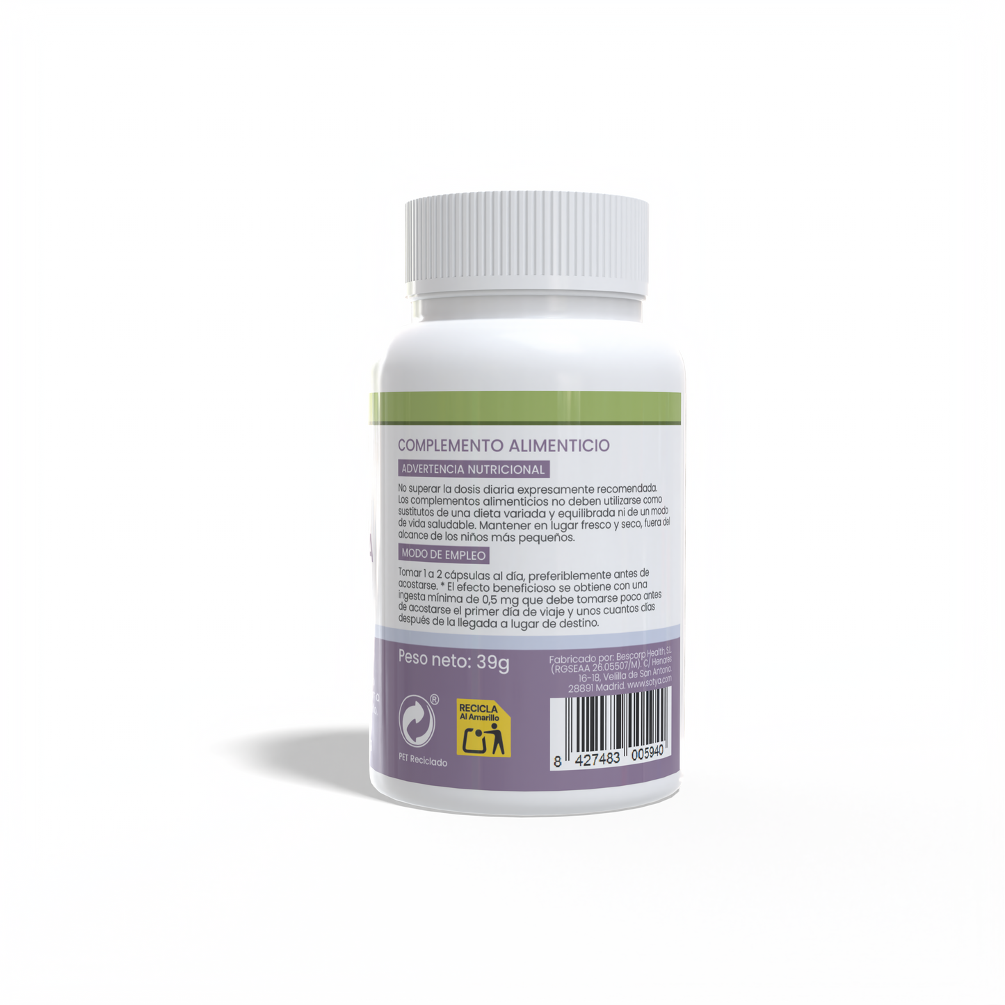 Melatonina Melissa + Pasiflora + Tila 60 cápsulas vegetales de 650mg