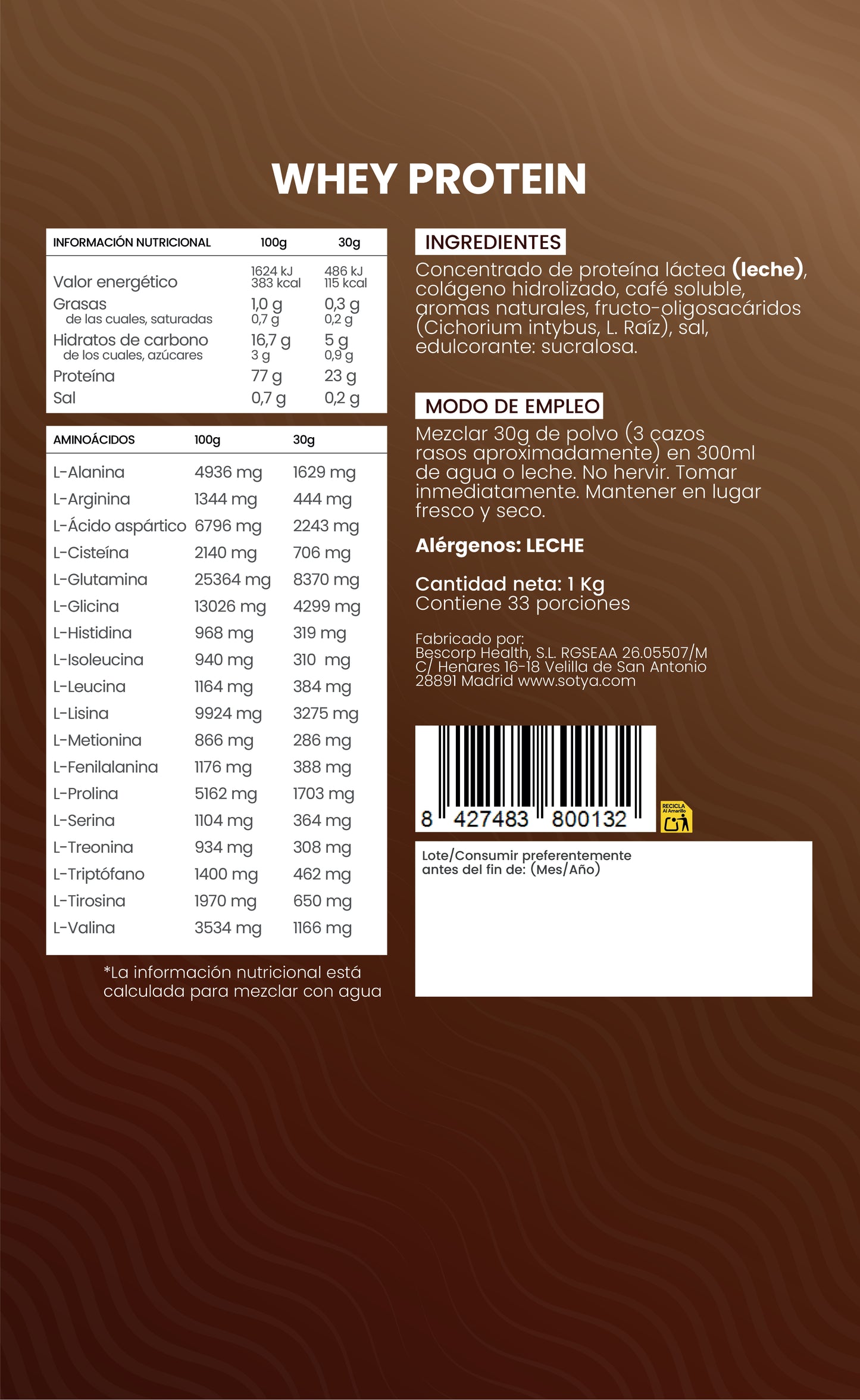 Whey Protein Café Macchiato, 1Kg