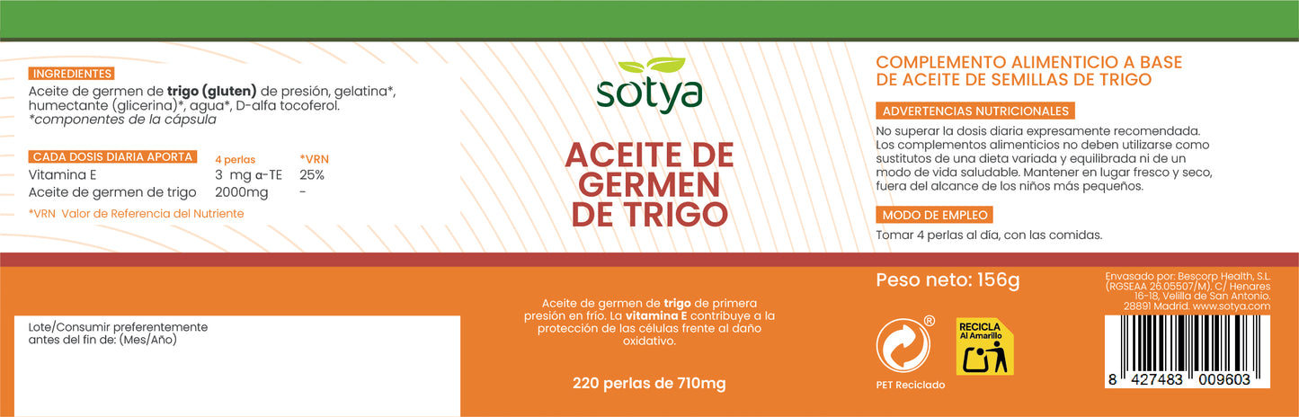 Aceite de germen de trigo 710mg 220 perlas