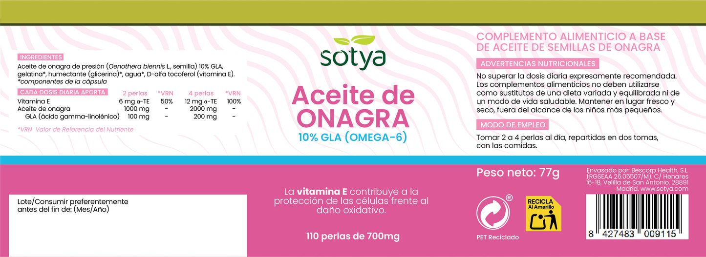 Evening Primrose Oil 10% GLA (OMEGA-6) 110 Pearls of 700mg