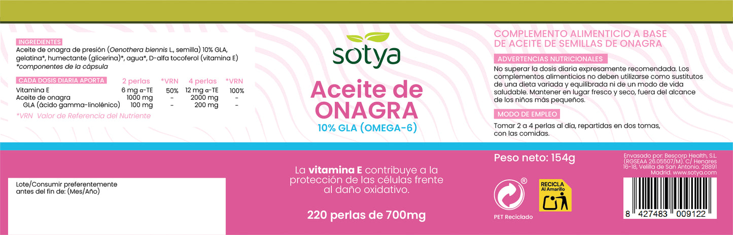 Aceite de Onagra 220 perlas de 700mg