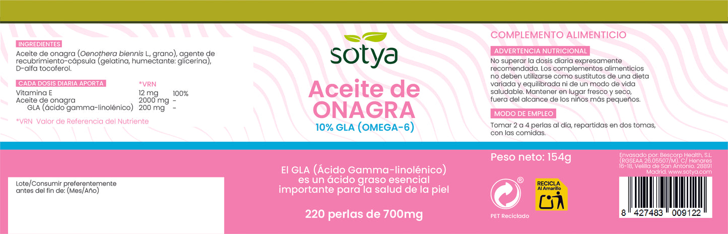 Aceite de Onagra 220 perlas de 700mg