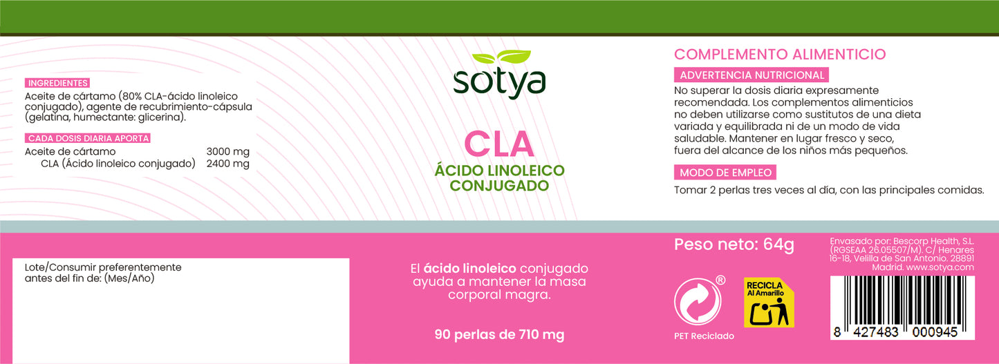 CLA (Ácido Linoleico Conjugado) 90 perlas de 710mg