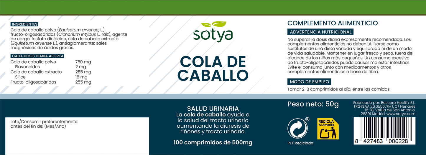 Cola de caballo 100 comprimidos de 500mg