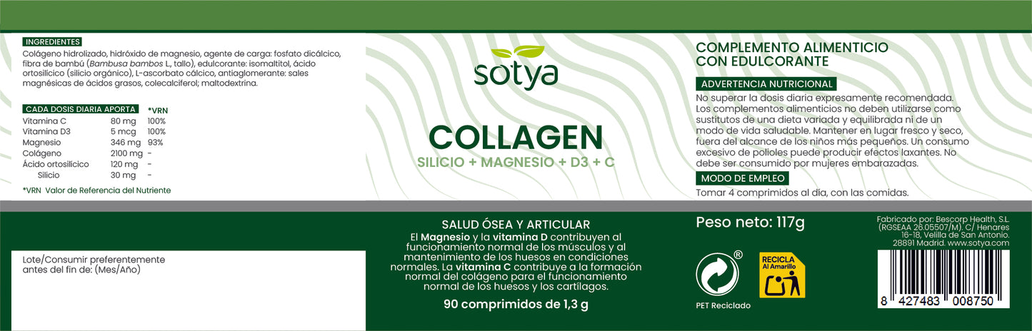 Collagen Silicio + Magnesio + D + C 90 comprimidos de 1,3g