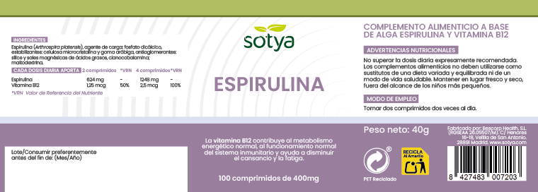 Spirulina 100 Tablets of 400mg