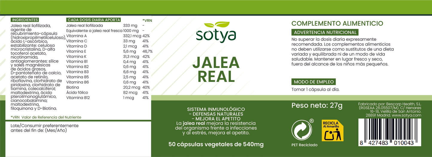 Jalea Real 50 cápsulas vegetales de 540mg