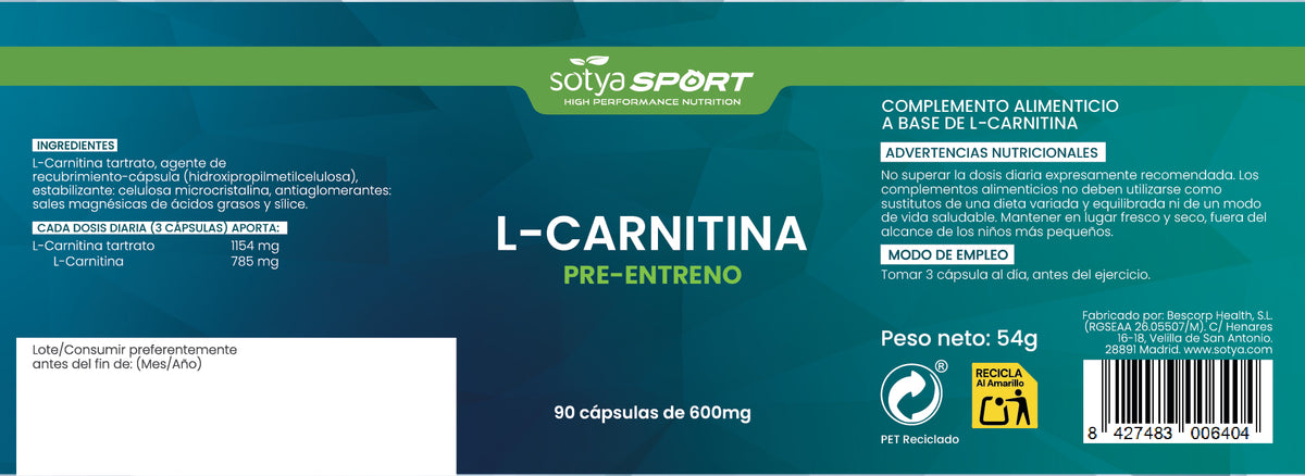 L-Carnitine 90 600mg capsules