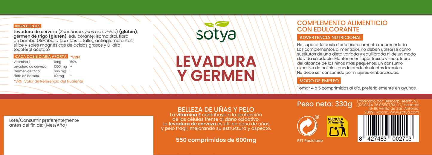 Levadura y Germen 550 comprimidos de 600mg