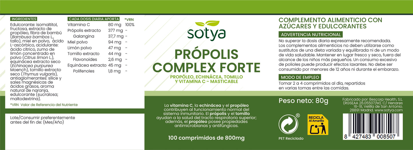 Própolis Complex Forte 100 comprimidos masticables de 800mg