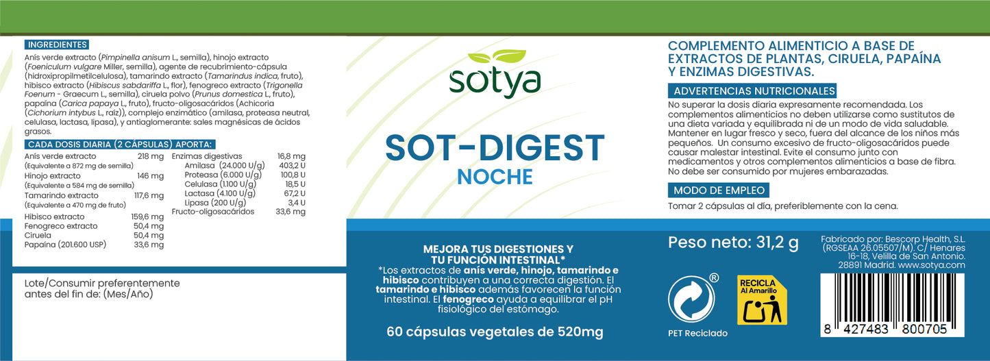SOT-DIGEST noche 60 cápsulas vegetales de 520mg