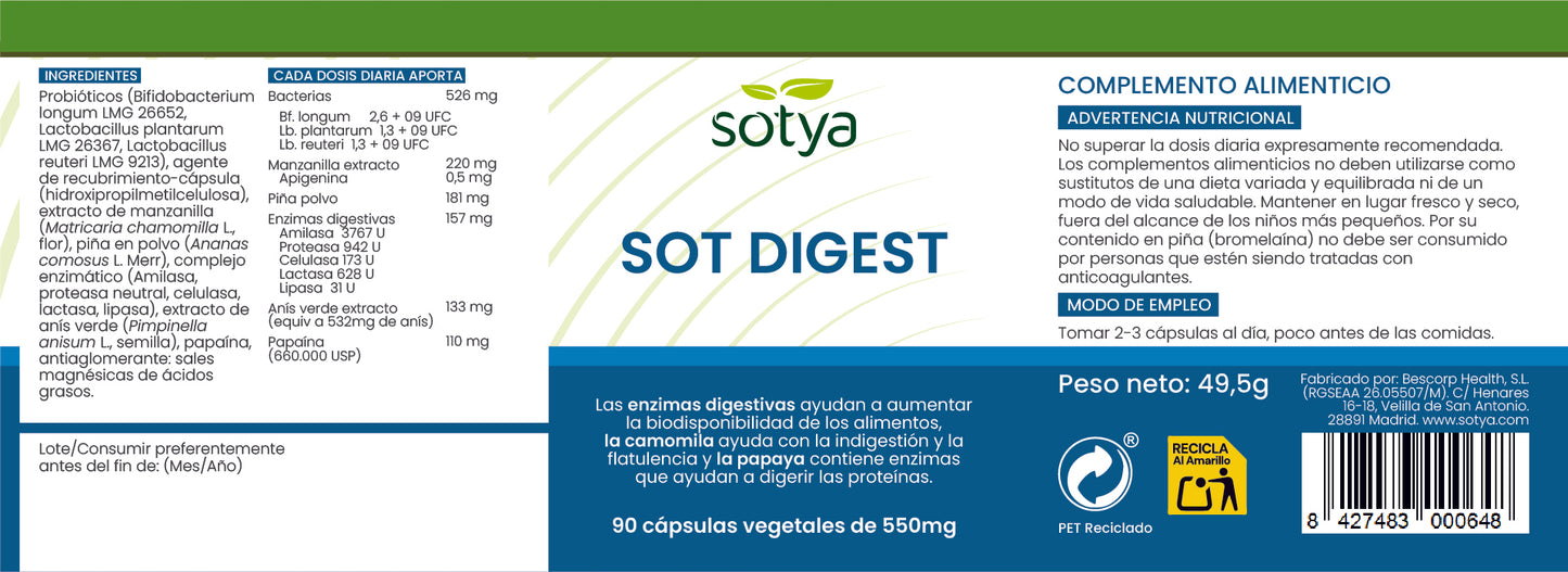 Sot Digest 90 cápsulas vegetales de 550mg