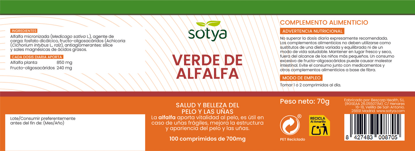 Verde de alfalfa 100 comprimidos de 700mg