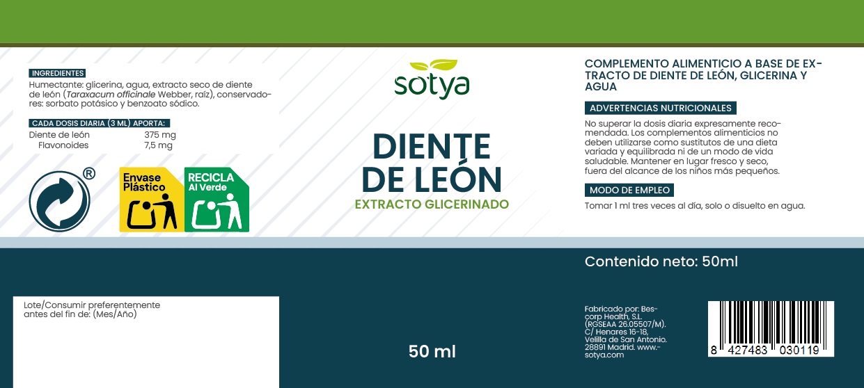 Diente de león extracto glicerinado, 50ml