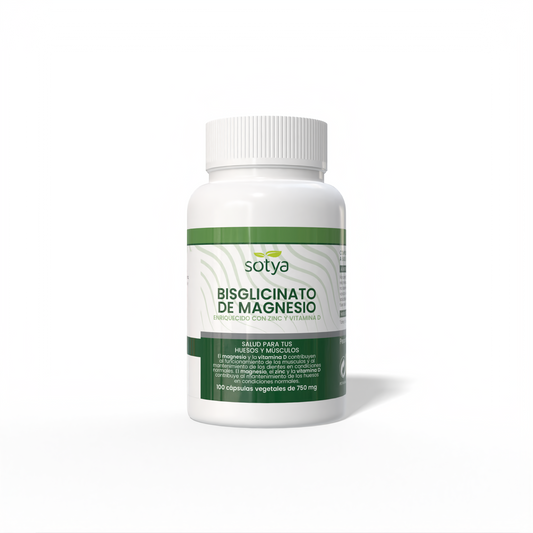 Bisglicinato de Magnesio Enriquecido con zinc y vitamina D 100 cápsulas vegetales de 750mg