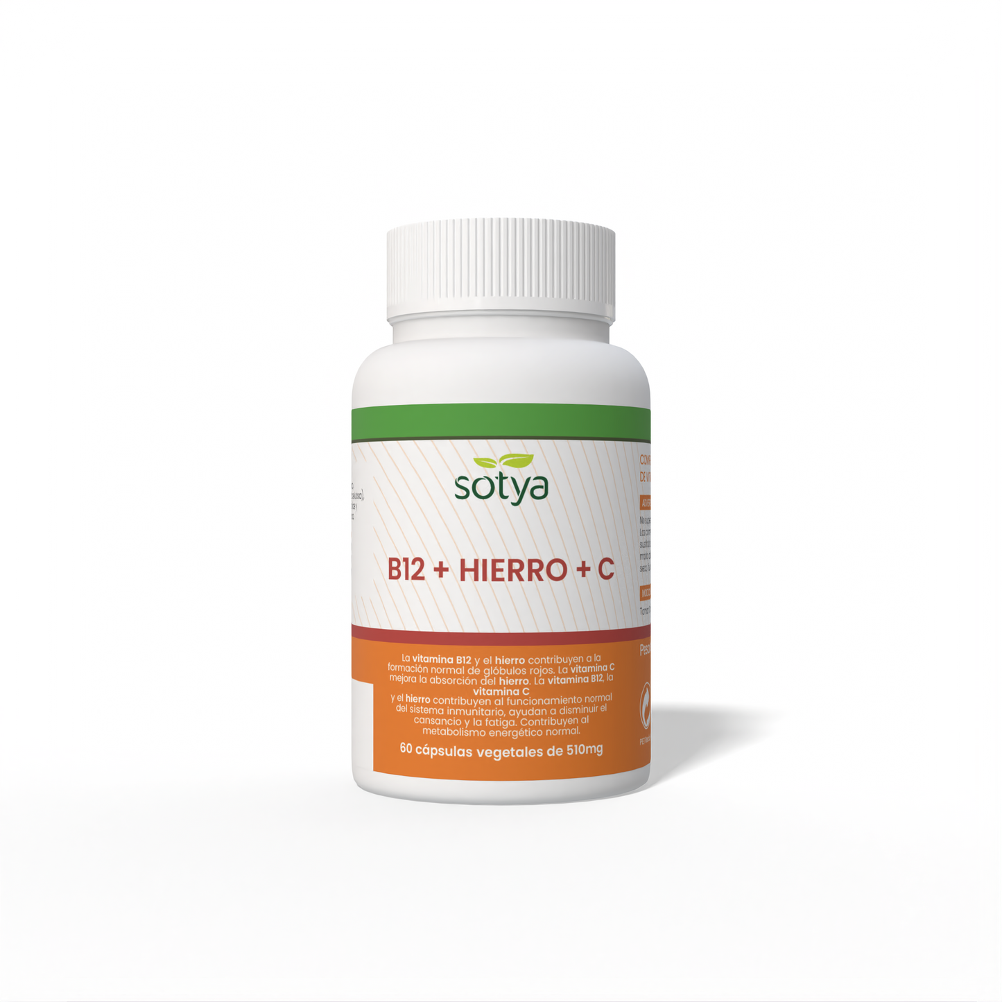 B12 + Hierro + C 60 cápsulas vegetales de 510mg