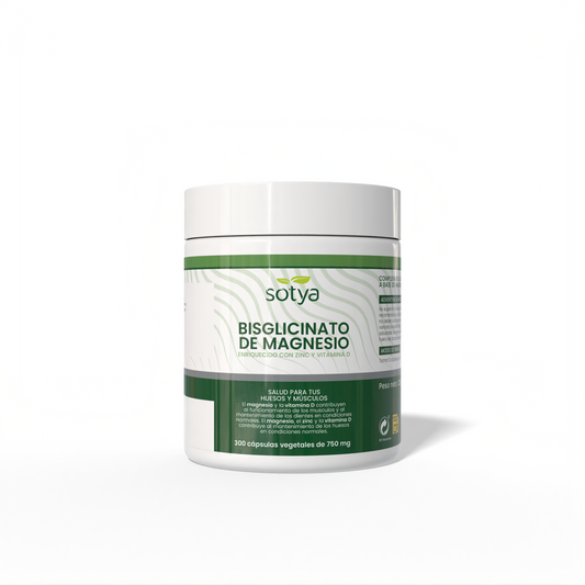 Bisglicinato de Magnesio Enriquecido con zinc y vitamina D 300 cápsulas vegetales de 750mg