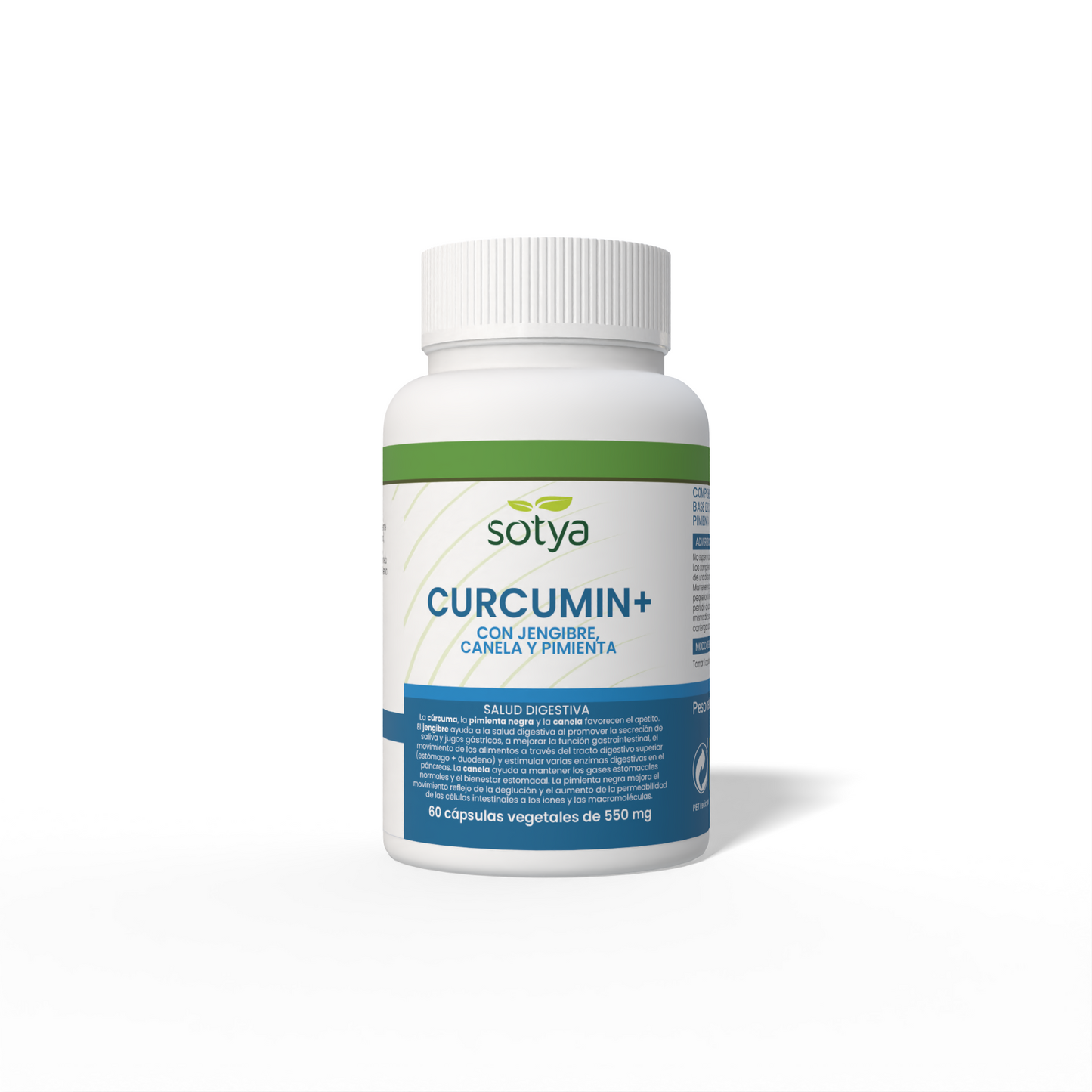 CURCUMIN+ con Jengibre, Canela y Pimienta 60 cápsulas vegetales de 550mg