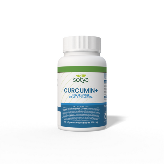 CURCUMIN+ con Jengibre, Canela y Pimienta 60 cápsulas vegetales de 550mg