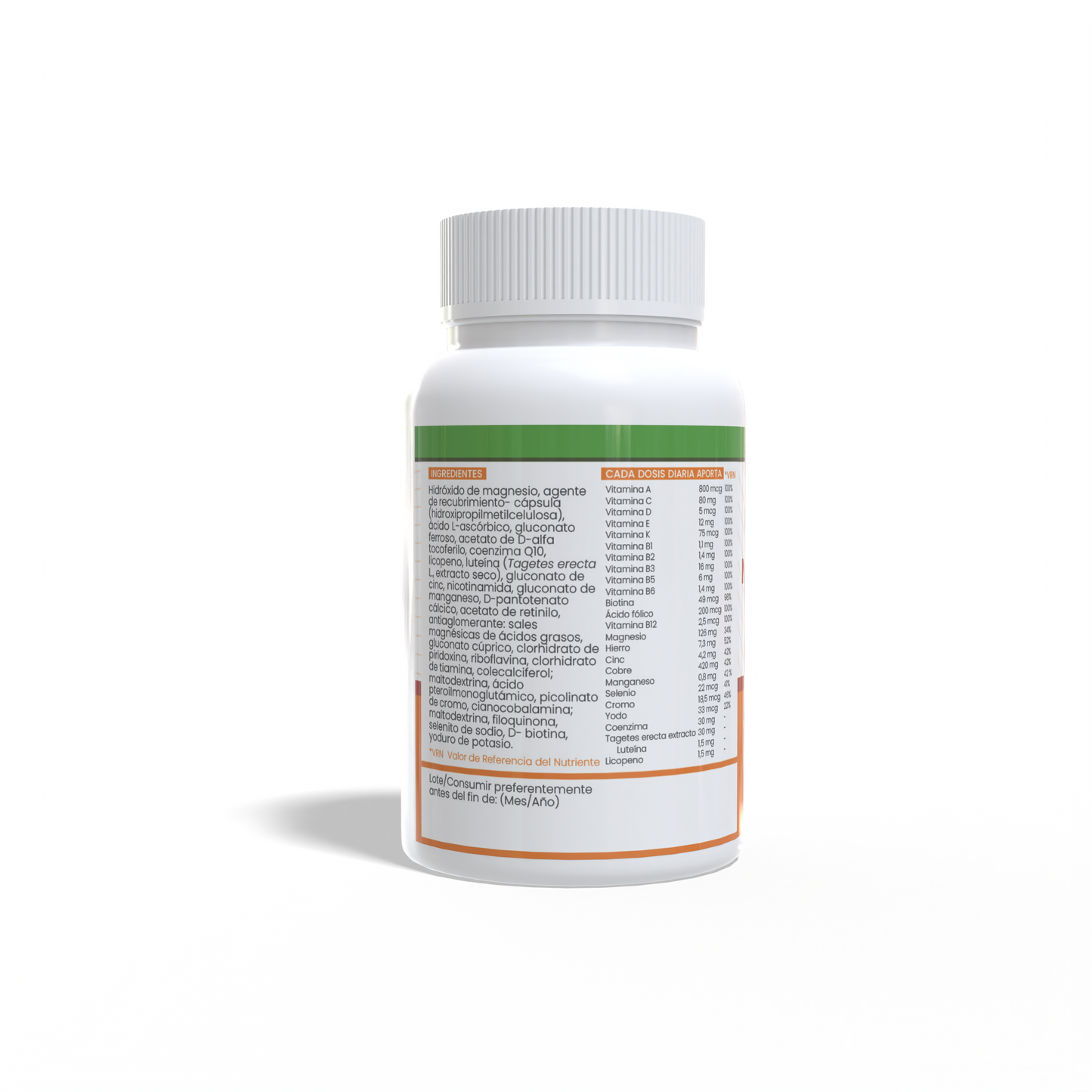 Multivitamínico y Mineral + Luteína, Q10 y Licopeno 1 al día 60 cápsulas vegetales de 820mg