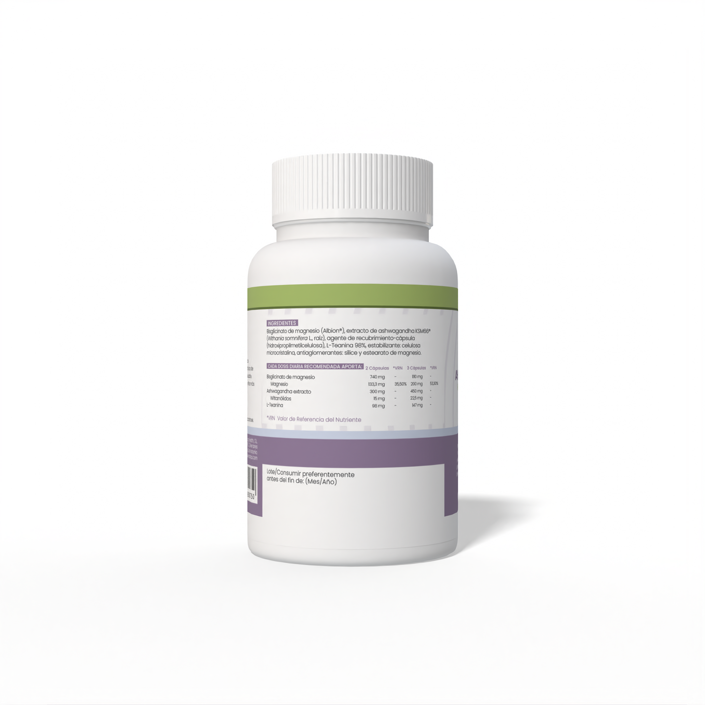 ASHWAGANDHA KSM66® + Bisglicinato de magnesio®+ L-Teanina 90 cápsulas de 720mg