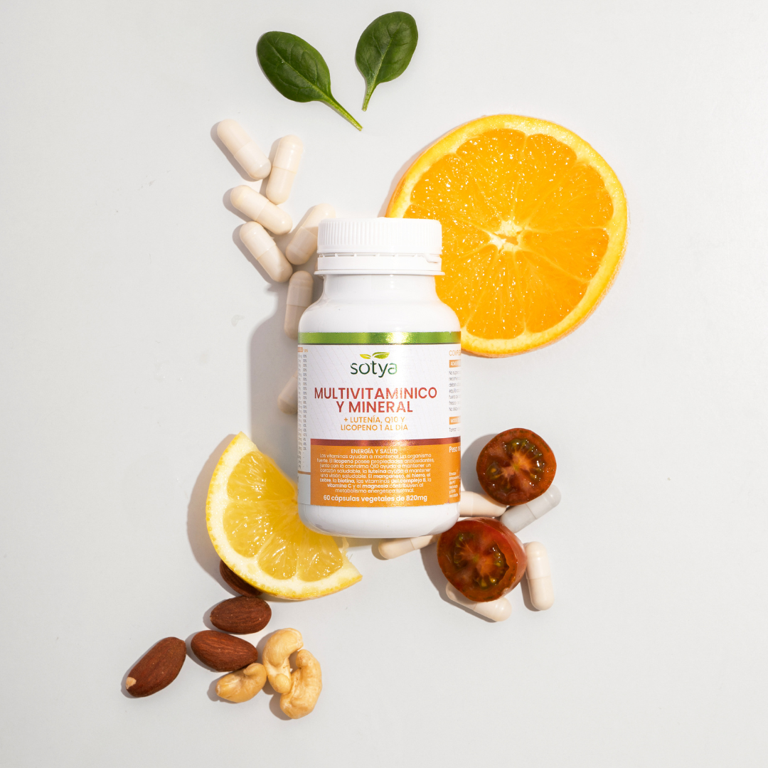 Multivitamínico y Mineral + Luteína, Q10 y Licopeno 1 al día 60 cápsulas vegetales de 820mg
