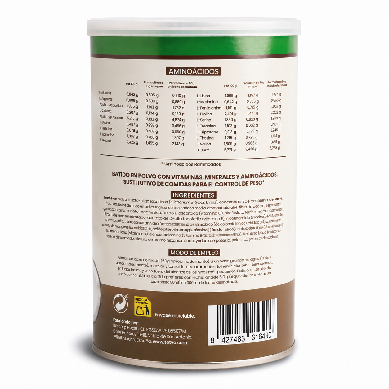 Batido sustitutivo Coco, 600g