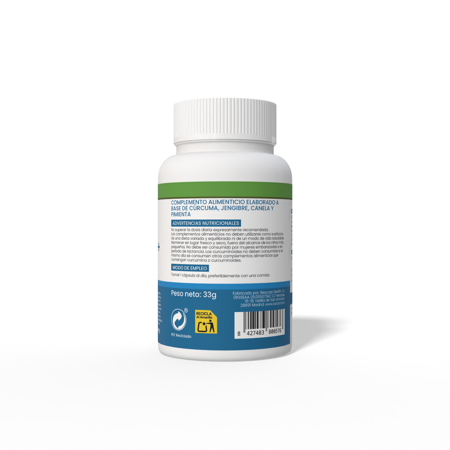 CURCUMIN+ con Jengibre, Canela y Pimienta 60 cápsulas vegetales de 550mg