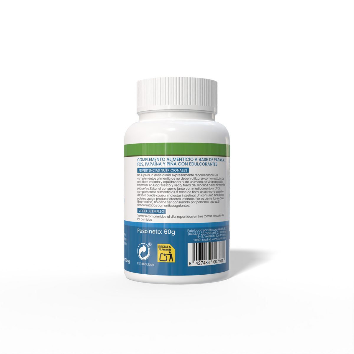 Papaya 100 Comprimidos masticables de 600mg
