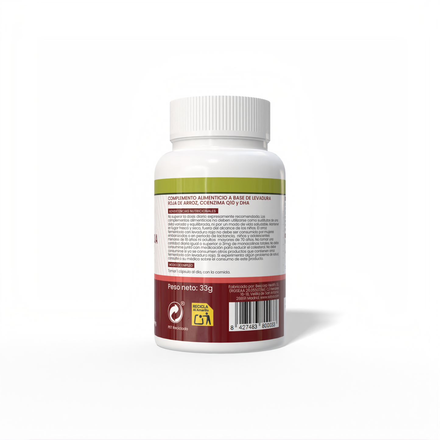 Red Yeast Rice + Q10 + DHA 60 vegetable capsules of 550mg