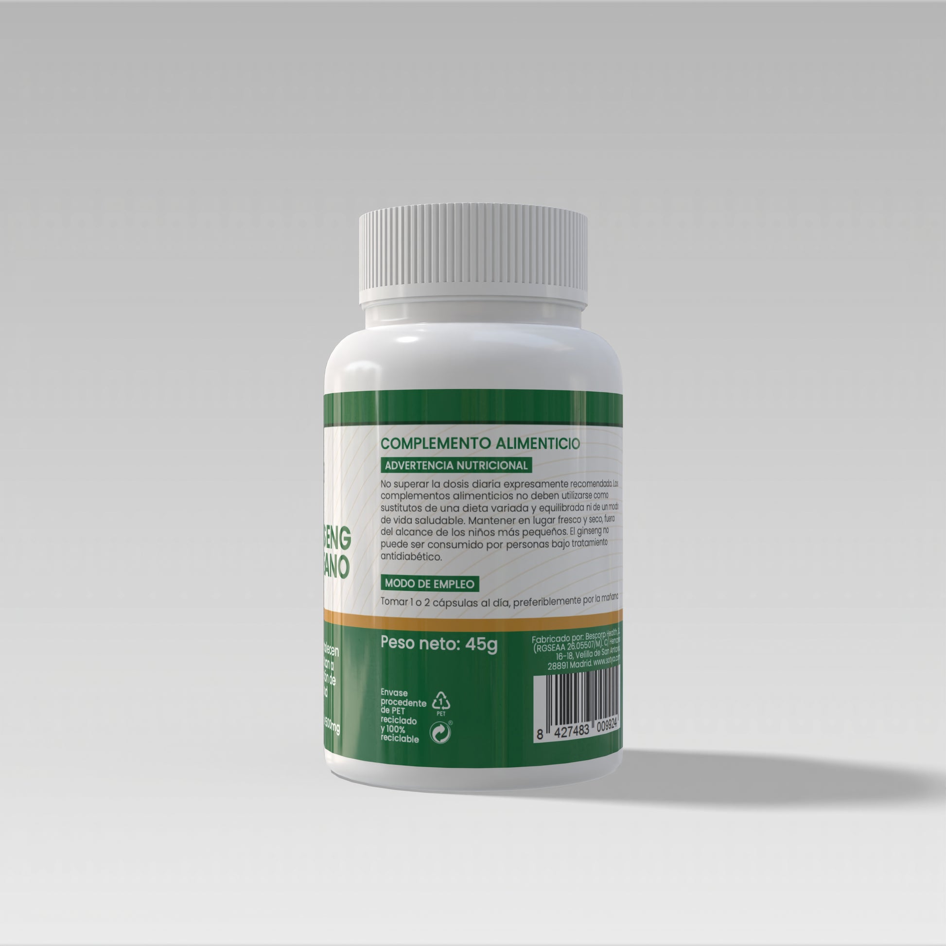 Panax Ginseng rojo Coreano 90 cápsulas vegetales de 500mg - Sotya