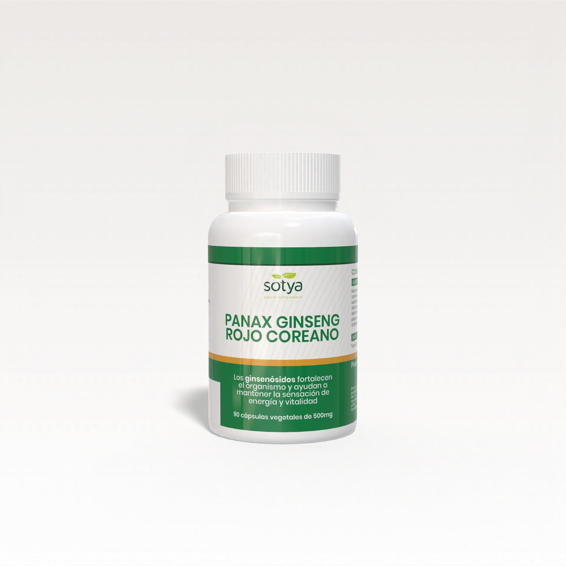 Panax Ginseng rojo Coreano 90 cápsulas vegetales de 500mg - Sotya